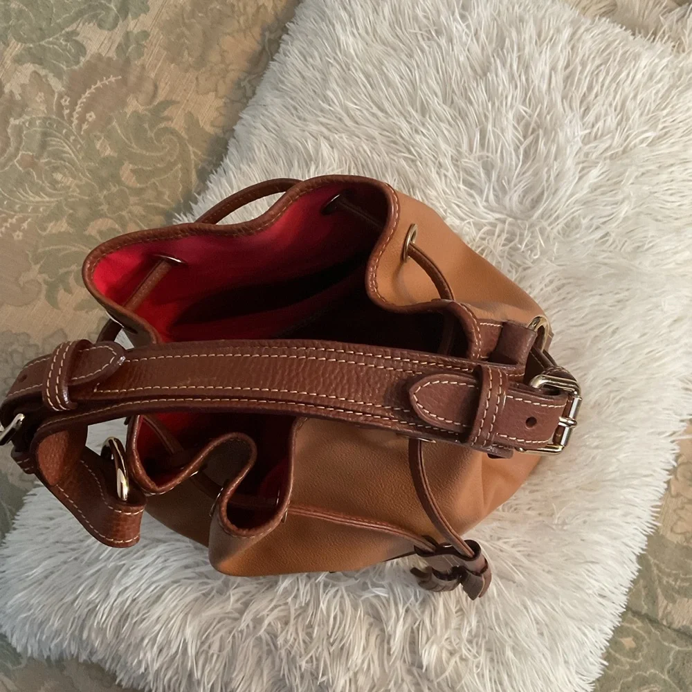 Dooney & Bourke 
Brown Leather Drawstring Bucket Bag - Picture 7 of 9